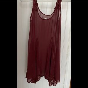 Free People Maroon Beaded Trapeze Slip Dress